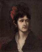 RUDHART L 1800-1800,Portrait einer Dame mit roter Masche im Haar,1876,Palais Dorotheum AT 2011-04-19