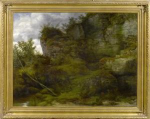 RUDISUHLI Jakob Lorenz 1835-1918,Wooded landscape with rocks,Galerie Koller CH 2010-09-13