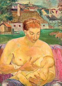 RUDNAY Gyula 1878-1957,Mother with her child,Nagyhazi galeria HU 2023-12-12