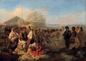 Rudolf Kazimirovich Zhukovskii 1814-1912,A gypsy encampment,Christie's GB 2007-06-13