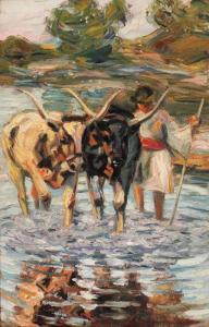 RUDOLF Rainer Maximilian 1900,Cu vitele la râu,Artmark RO 2021-09-27