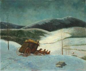 RUE Willis M. 1908-1991,Stagecoach in a Moonlit Winter Landscape,Weschler's US 2005-12-03