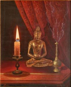 RUGE Willy 1892-1961,Still-Life with Candle and Buddha,Rachel Davis US 2017-12-10
