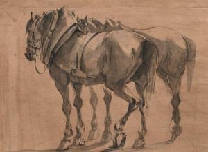 RUGENDAS Georg Phillip II 1701-1774,Etude de deux chevaux,Damien Leclere FR 2019-07-03