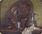 RUGUET G 1800-1800,Still life of copper and silver dishes and vessels,Woolley & Wallis GB 2012-03-21
