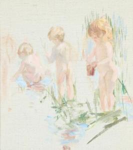 RUIN Ingrid Linnea 1881-1956,Children playing at the waters edge,Bruun Rasmussen DK 2022-04-18
