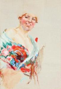 RUIN Ingrid Linnea 1881-1956,Study of a woman with flowers,Bruun Rasmussen DK 2022-04-18