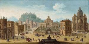 RUIZ Juan 1700-1700,A Fanciful Palace with a Fountain, Church and Figures,Lempertz DE 2014-11-15