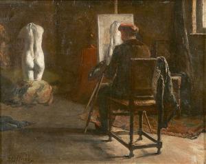 RULLENS Jules 1858-1936,L'atelier du peintre,Mercier & Cie FR 2012-11-25