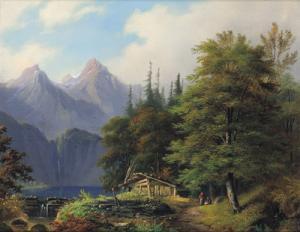 RUMBOLD Karl 1827,Mountain Landscape with Figurative Decor,Palais Dorotheum AT 2006-03-21