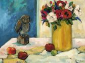 Rumscheidt Roeli 1949,Flowers, fruit and a figure on a table,Glerum NL 2007-06-10