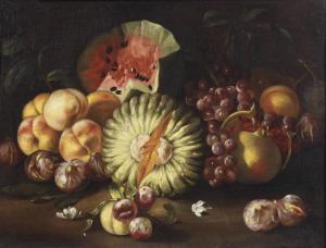 RUOPPOLO Giovan Battista 1629-1693,Natura morta con melone, anguria, uva,Capitolium Art Casa d'Aste 2024-12-10