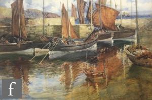 RUSHTON George Robert 1869-1947,Fishing boats setting off from harbou,Fieldings Auctioneers Limited 2023-07-20
