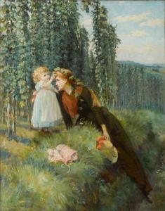 RUSSELL Charles 1852-1910,A mother and daughter in a summer landscape,1899,Bonhams GB 2020-08-25