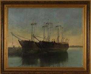 RUSSELL EDMUND N. 1825-1927,Whaleships in New Bedford Harbor,1905,Eldred's US 2012-03-30