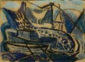 RUSSELL Elsa Mary 1909-1997,Whale amongst Fishing Boats,Theodore Bruce AU 2016-10-16
