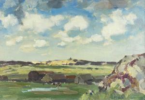 RUSSELL Gyrth 1892-1970,landscape with farm and cattle,Rogers Jones & Co GB 2023-04-01