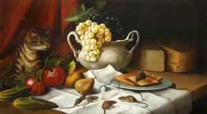 RUSSELL James 1800-1800,Still life with cheese, fruits and bread, with mic,Bonhams GB 2015-02-17