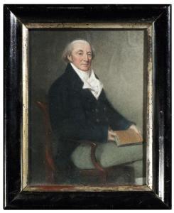 RUSSELL John 1745-1806,Bildnis eines sitzenden Herrn in blauem Gehrock mit Buch,Nagel DE 2009-03-26