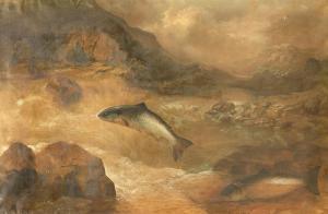 RUSSELL John Bucknell 1819-1893,Salmon leap on the Spey,1884,Bonhams GB 2022-07-06