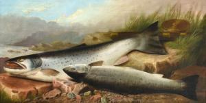 RUSSELL John Bucknell 1819-1893,Salmon on the lochside,Tennant's GB 2021-07-17