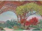RUSSELL Morgan 1886-1953,Amoureux sur un banc sous la Tour Eiffel,Renard-Giuliotti FR 2007-11-17