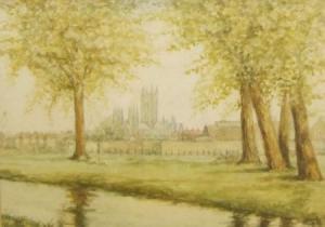 RUSSELL Moses B. 1810-1884,View Across River to Canterbury Cathedral,Keys GB 2009-08-07