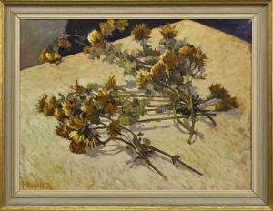 Russell William 1900-1900,CHRYSANTHEMUMS ON A TABLE,1972,McTear's GB 2023-07-06