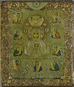 RUSSIAN SCHOOL,A RUSSIAN ICON OF THE MOTHER OF GOD OF THE SIGN,Heritage US 2008-11-14
