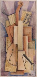 RUSSIAN SCHOOL,Composition cubiste au violon,1920,Tradart Deauville FR 2012-03-25
