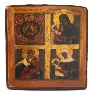 RUSSIAN SCHOOL,Four parted Mary icon,Bruun Rasmussen DK 2015-06-08