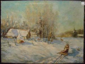 RUSSIAN SCHOOL,Russischer Meister: Verschneite Landschaft mit Stadtsilhouette,Hull DE 2007-12-15