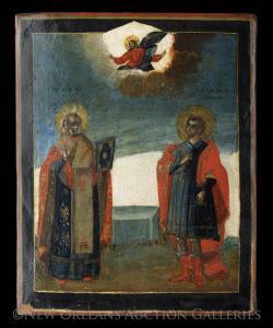 RUSSIAN SCHOOL,Saints Peter and Thomas, with Jesus depicted in th,New Orleans Auction US 2016-03-13