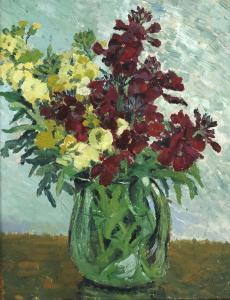 RUSSON Agatha,still life of flowers in a glass jug,Halls GB 2018-12-12