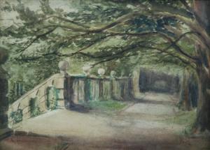 RUTHERFORD WILLIAM,Tree lined walk with stone balustrade,1917,Capes Dunn GB 2017-10-10