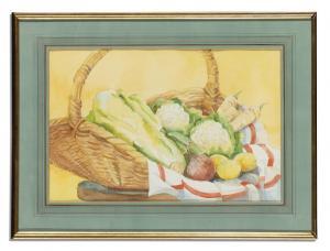 RUTHERFURD Georgette 1900,STILL LIFE OF VEGETABLES IN A BASKET,Sotheby's GB 2012-09-24