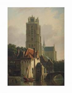 RUTTEN Johannes, Jan 1809-1884,A view of Dordrecht with the Grote Kerk,Christie's GB 2017-06-13