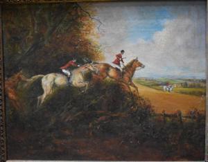 RUTTER Lilian 1900-1900,Hunting scene with horse jumping hedge,Andrew Smith and Son GB 2018-03-27