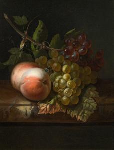RUYSCH Rachel,Still life with grapes, peaches and a fly,1690,im Kinsky Auktionshaus 2016-10-19