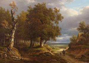 RUYTENSCHILDT Abraham Johannes 1778-1841,A wooded landscape with traveller in an app,Galerie Koller 2021-03-26