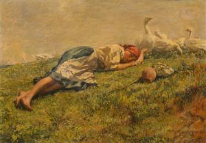 RUZICKA LAUTENSCHLÄGER Othmar 1877-1962,Sleeping shepherdess,1925,im Kinsky Auktionshaus 2021-07-06