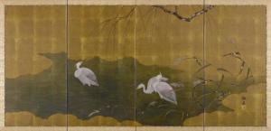 RYûSHô 1887,HERONS AT A POND,1887,Galerie Koller CH 2017-06-14