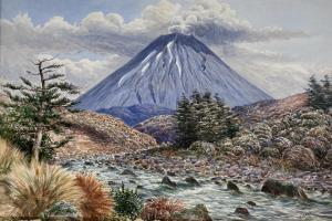 RYAN Thomas Darby 1864-1927,Ngauruhoe Volcano,1906,International Art Centre NZ 2022-09-19