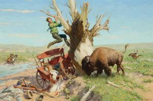 RYAN Tom 1922-2011,Trouble at the Creek,Scottsdale Art Auction US 2023-04-14