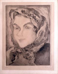 RYBACK Issachar Ber 1897-1935,Portrait d'une femme au foulard,Osenat FR 2024-01-14