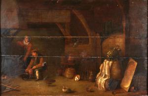 RYCKAERT David III 1612-1661,Interior Scene in a Barn with Figures and Chickens,Skinner 2023-12-19