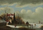 Ryckaert Jacobus 1800-1800,Winter landscape with skaters on a frozen lake,Bonhams GB 2007-11-12