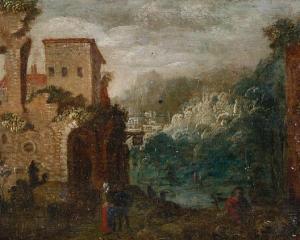 RYCKAERT Maerten 1587-1631,Landscape with buildings and figures,Bonhams GB 2011-03-01