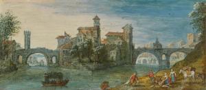 RYCKAERT Maerten 1587-1631,Rome, view of the Isola Tiberina,Sotheby's GB 2023-12-07