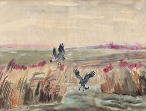 RYDENG Leif 1913-1975,Landscape with birds,Bruun Rasmussen DK 2024-02-12